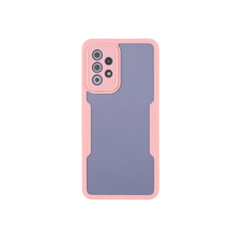 Protector rígido Samsung Galaxy A52 transparente con bordes color rosa Protector Rígido Samsung Galaxy A52 Transparente Con Bordes Color Rosa