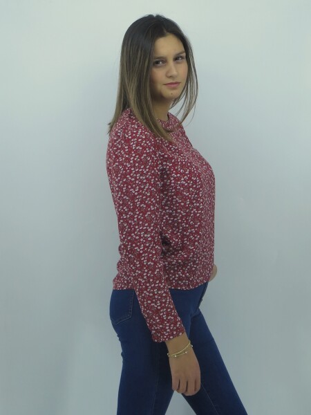 BLUSA SLOWLY BM2056 BORDO FLOR