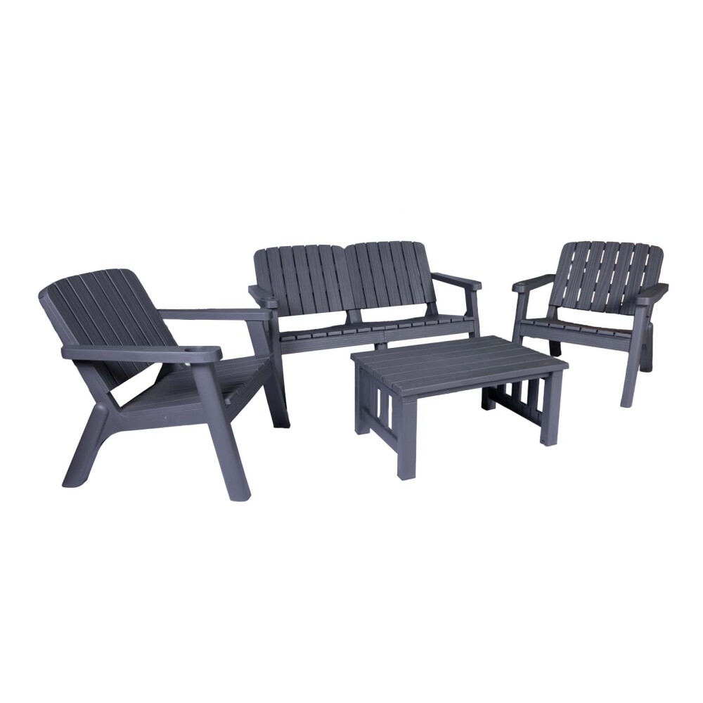 SET DE LIVING EXTERIOR POLIPROPILENO GRIS MALAGA
