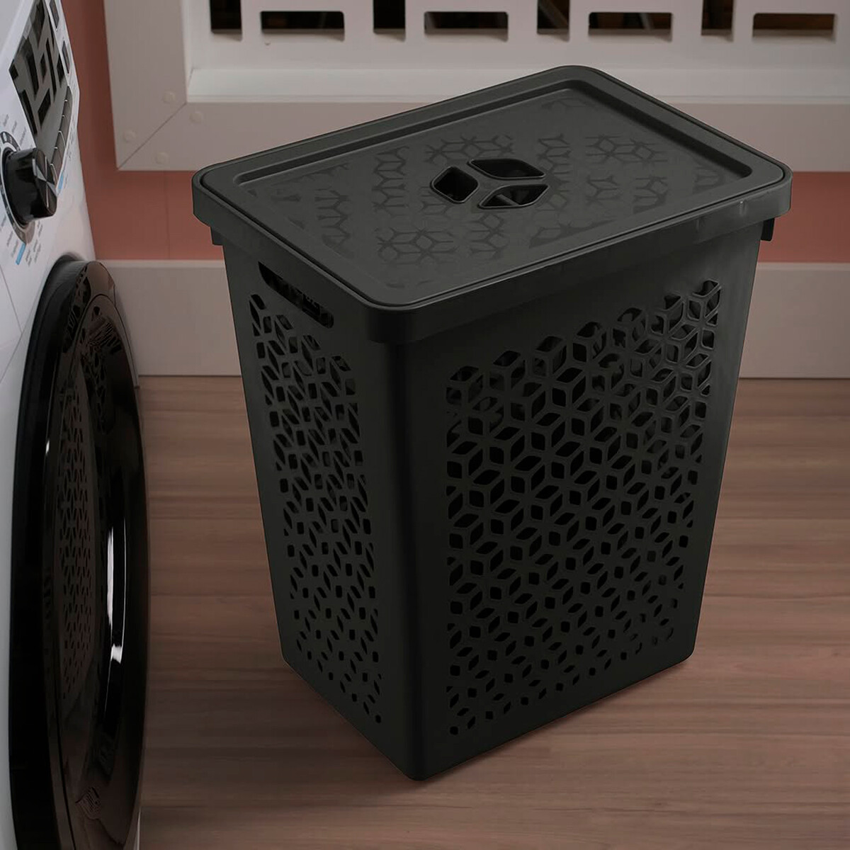 Cesto organizador ropa 55L - NEGRO 