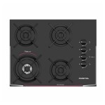 ANAFE GAS - 4 HORNALLAS - 1 TRIPLE LLAMA -MESADA DE VIDRIIO negro