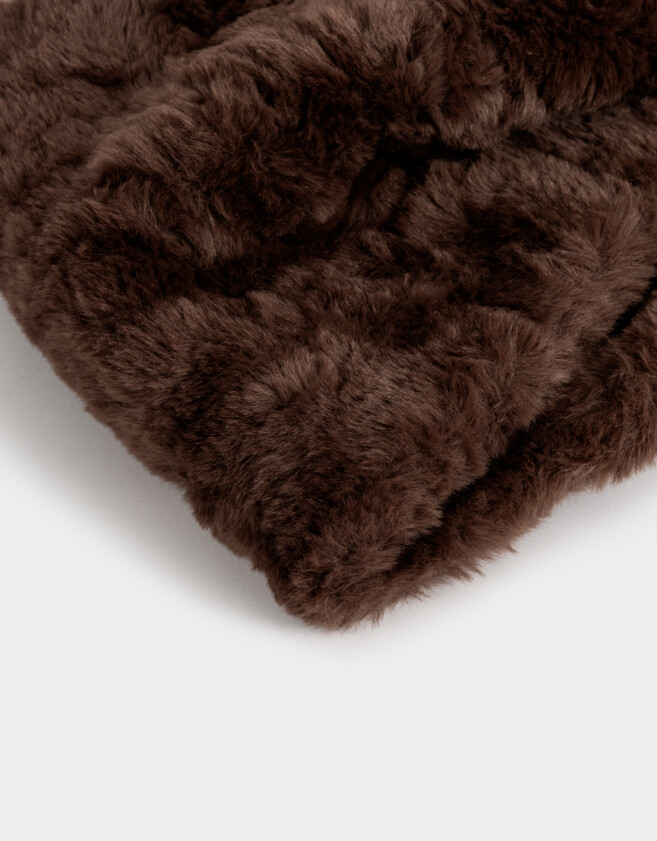 Cuellos Clasico Cuello Tejido Efecto Peluche - Marron Chocolate