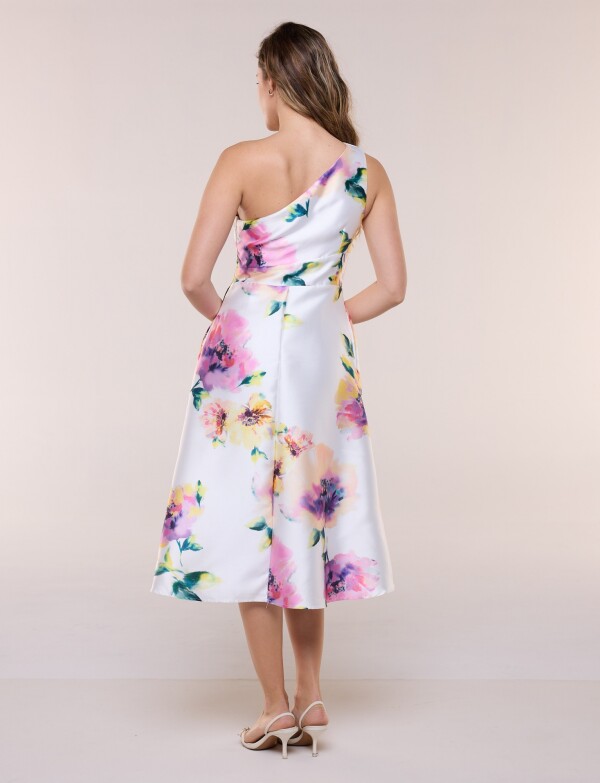 Vestido Flores & Un Hombro BLANCO/MULTI