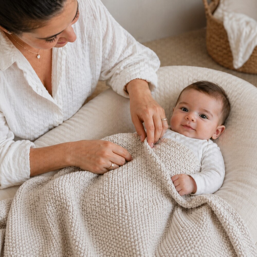 Manta rebozo hilo KIKKABOO beige