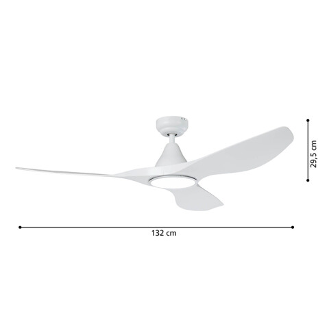 Ventilador de techo blanco Ø1320mm con luz 19W EG0194