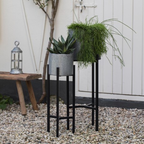 MACETA CON SOPORTE METAL GRIS BAKSI