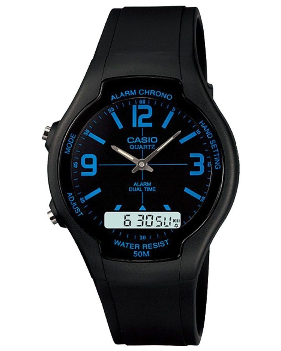 Reloj Análogo/Digital Casio AW-90H-2BVDF Resistente Al Agua 