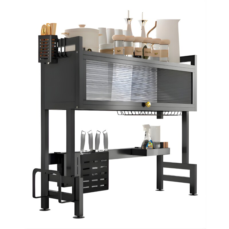 Escurridor de Vajilla Rack Lumax con Puerta 65x30x78cm Negro