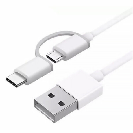 CABLE 2-IN-1 MICRO USB TO USB C 1M Blanca
