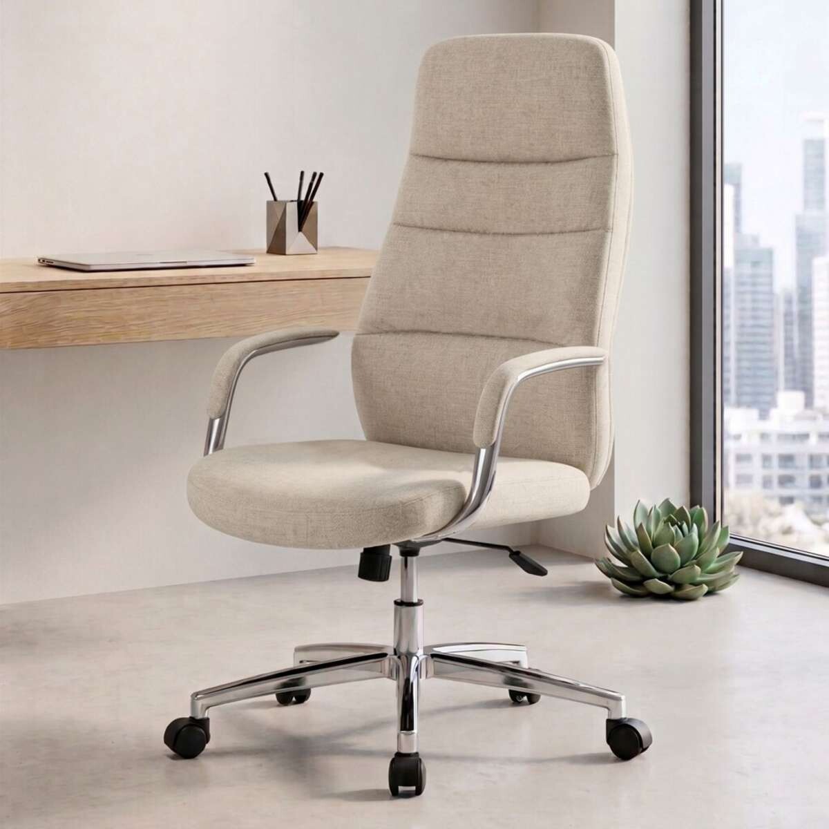 Silla de oficina Cromada 4 Posiciones Le Mans - Gris Claro 