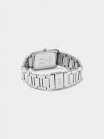 Reloj Rectangular Pulsera De Acero Inoxidable plateado