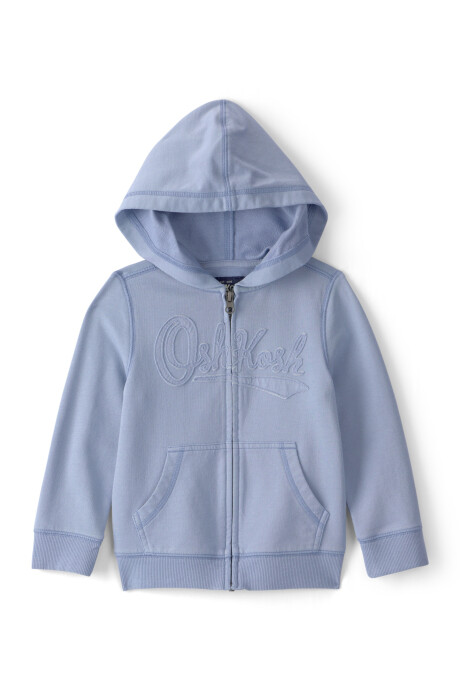 Campera de algodón, azul, con capucha y logo Sin color