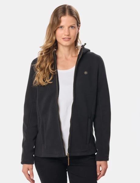 CAMPERA POLAR CON CAPUCHA Negro