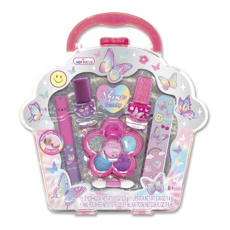 Kit Cosmética Manicura Niñas c/ Sombras Labial Esmaltes Lima Mariposa