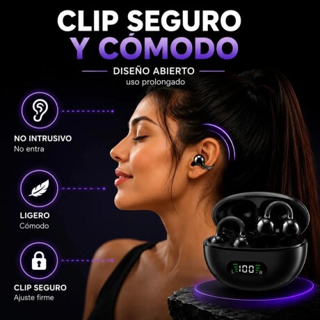 Auriculares inalámbricos clip negros V01