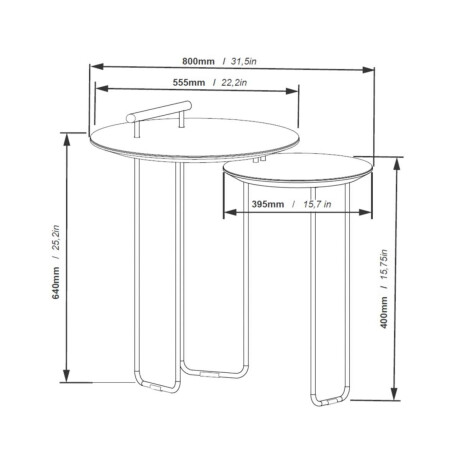 Mesa de arrime Doble side Linea Manhattan Blanco/Blanco