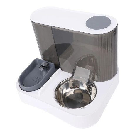 Dispensador De Agua/Comida 2en1 Para Mascotas Bowl de Acero Gris