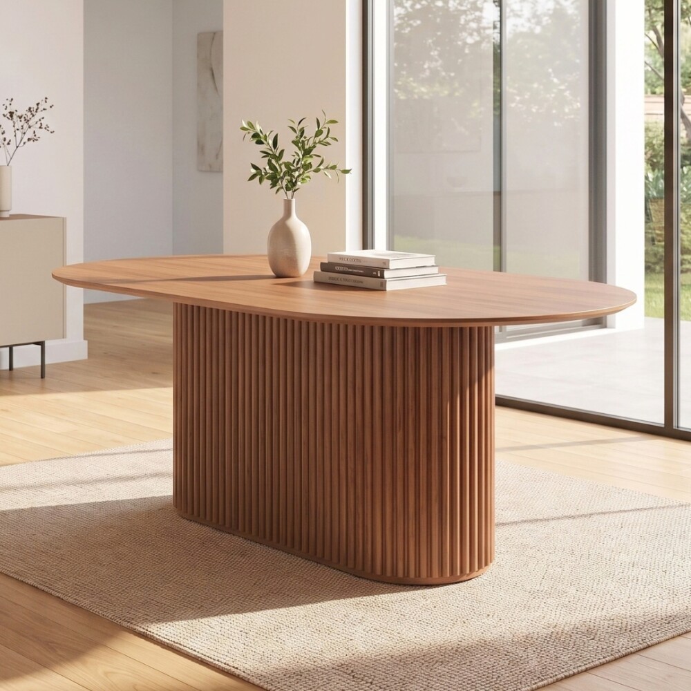 Mesa de Comedor Oval 1.6 - Liz Marrón