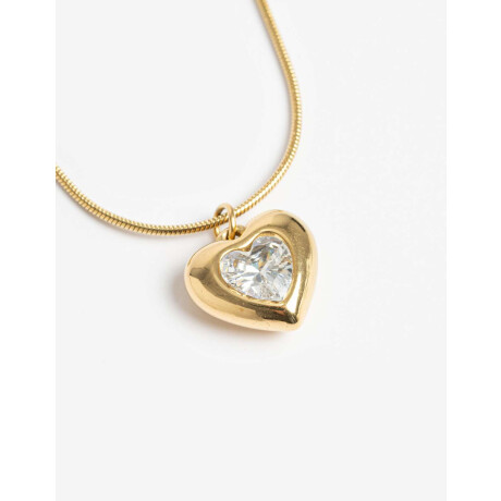 Collar De Acero Con Cubic Dorado