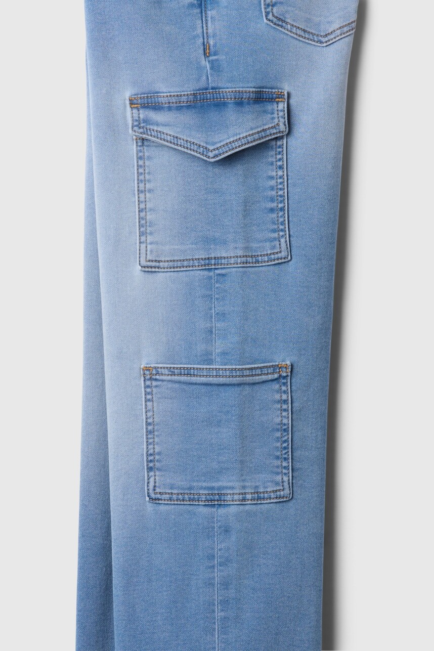 Jean Easy Wide Cargo Niña Light Wash