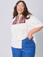 Camisa Yanina Blanco/Bordo