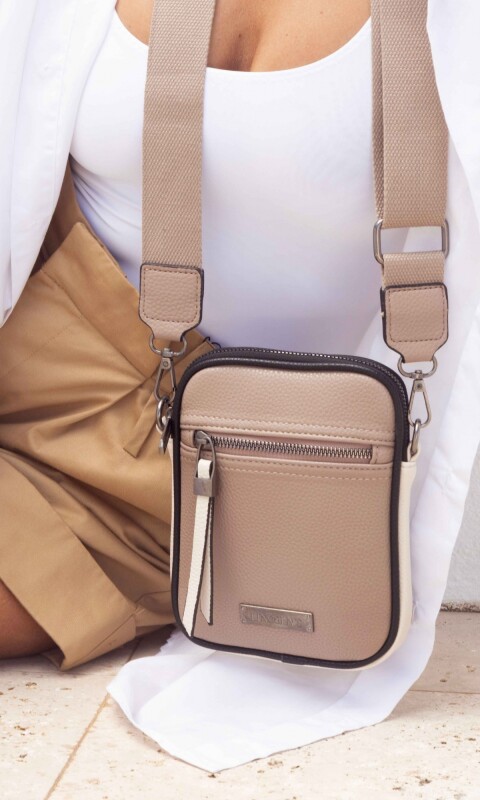 PHONE BAG GIONA TOPO MANTECA Y NEGRO