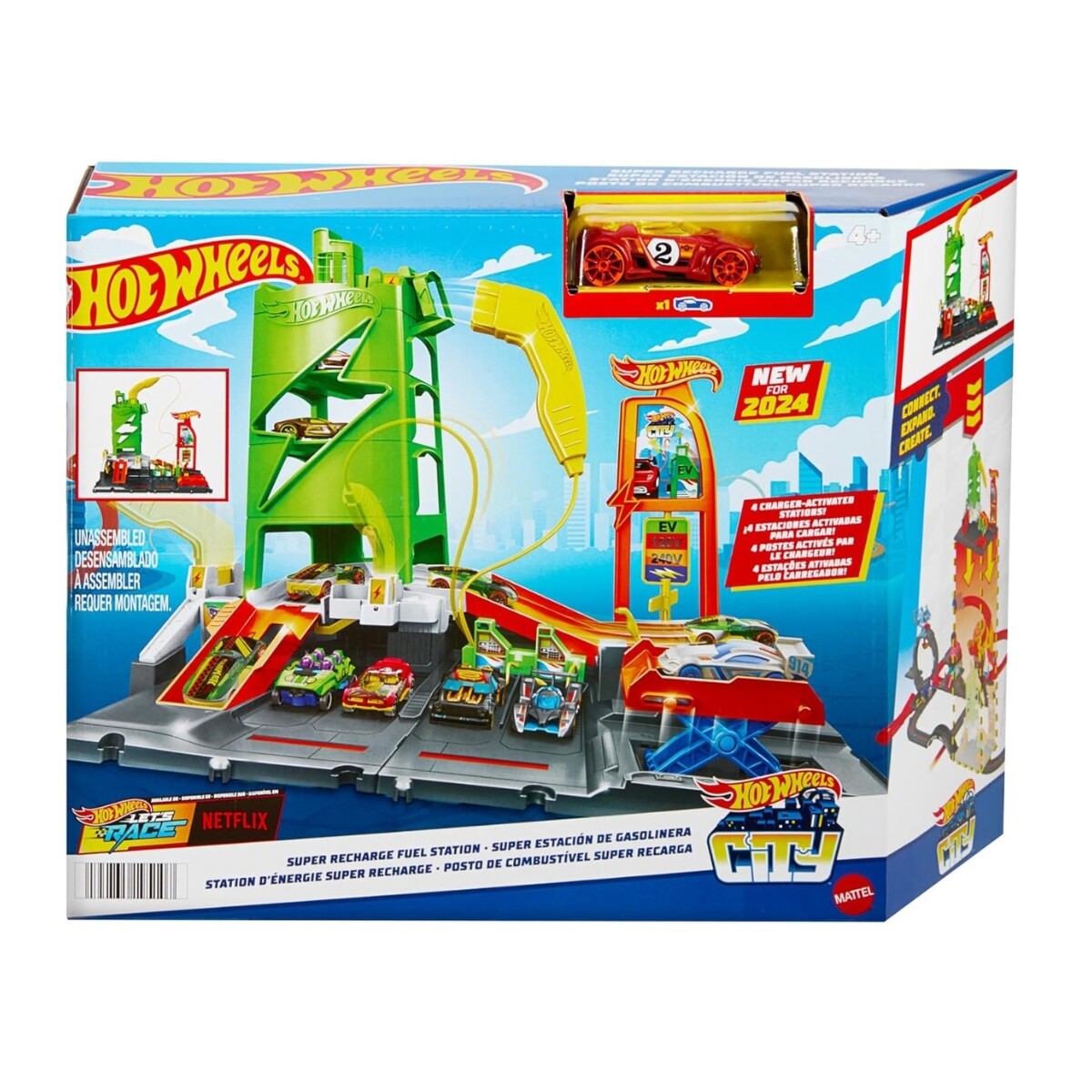 Playset Hot Wheels City Estación de Carga Eléctrica 