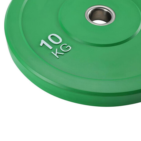Disco Olímpico 10Kg Expert Revestido En Goma C/ Aro Metal Pesa P/ Barras Verde