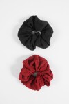 Set de 2 gomitas scrunchies rojo y negro multicolor