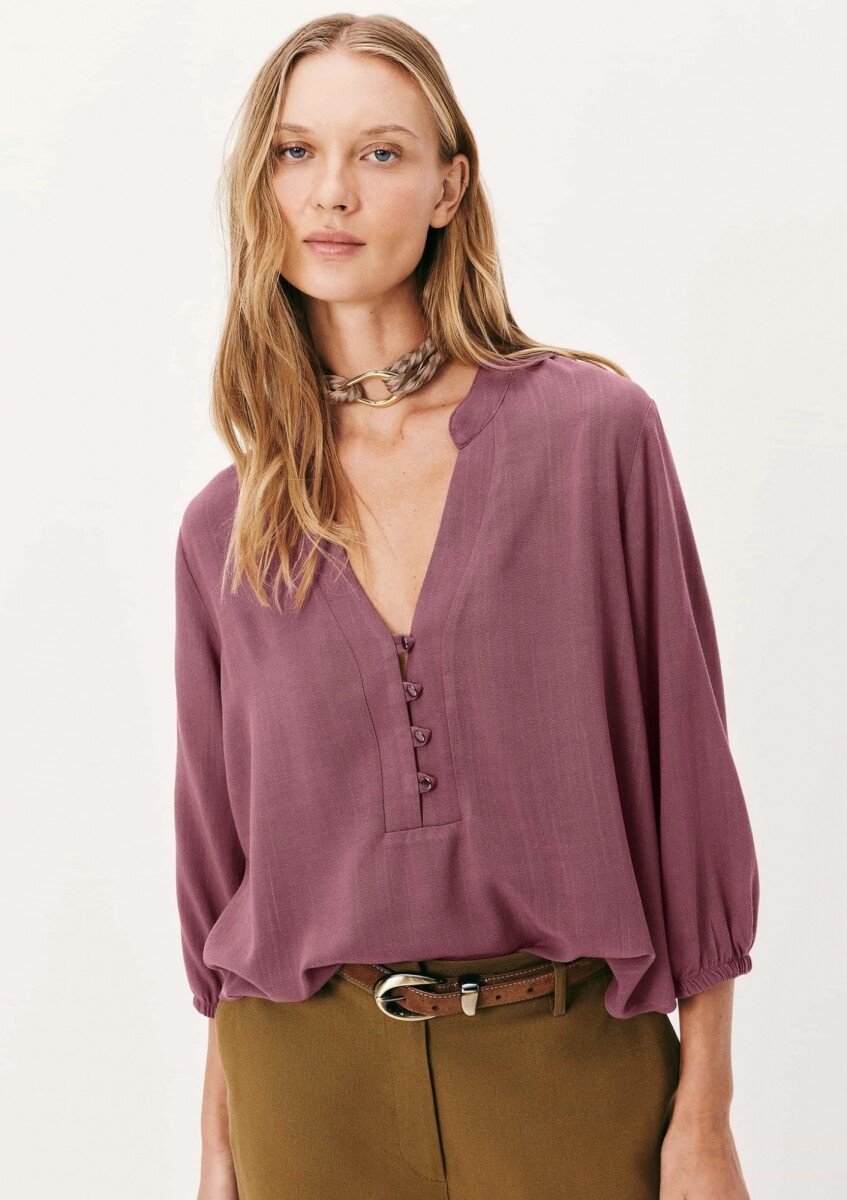 BLUSA ESCOTE V CON BOTONES - ROSADO 