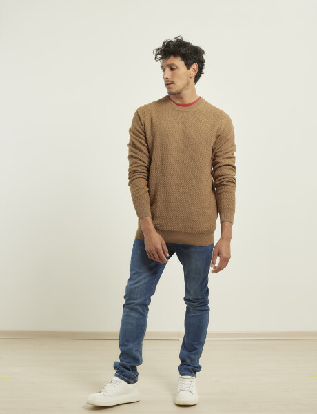 470591 SWEATER PUNTO FINO HARRINGTON LABEL Camel