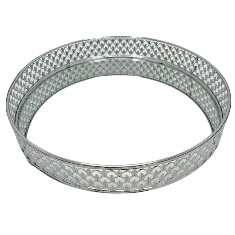 Bandeja Metalica Plateada de 35CM C/ Espejo Bandeja Metalica Plateada de 35CM C/ Espejo
