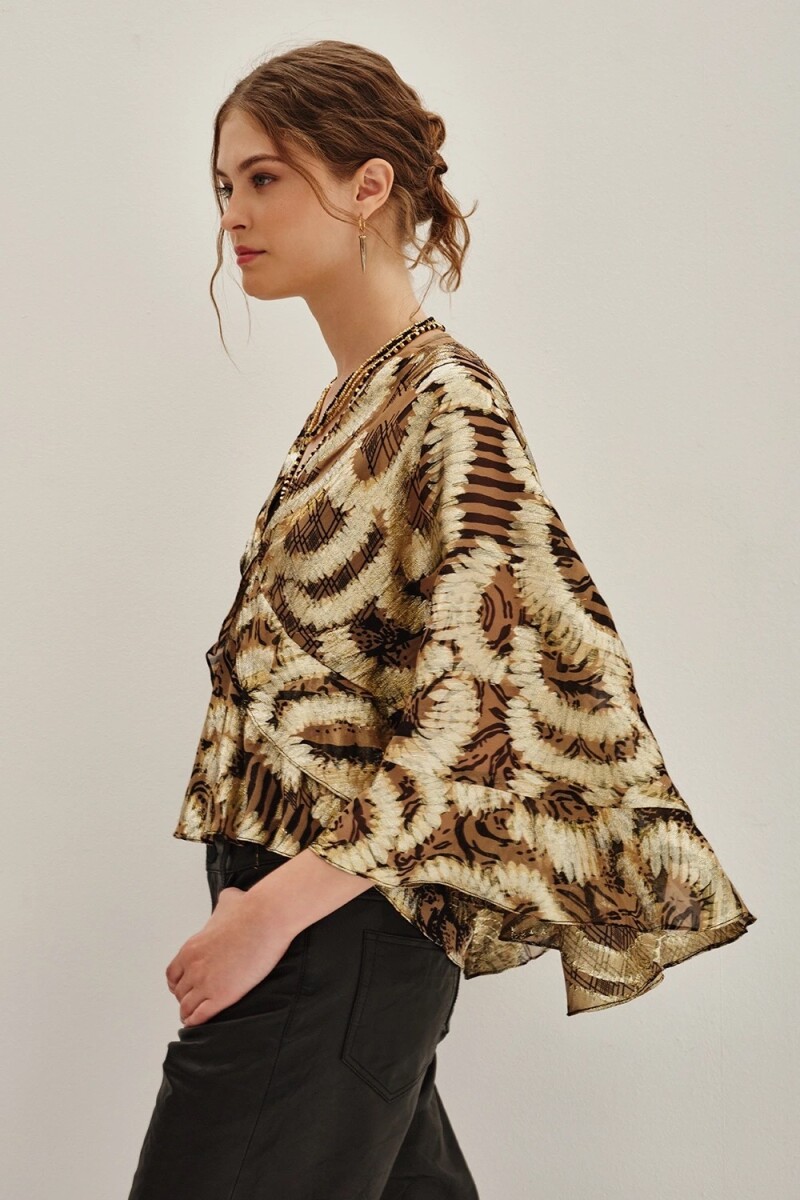 Camisa Isabella Gaelle Lurex Dorado