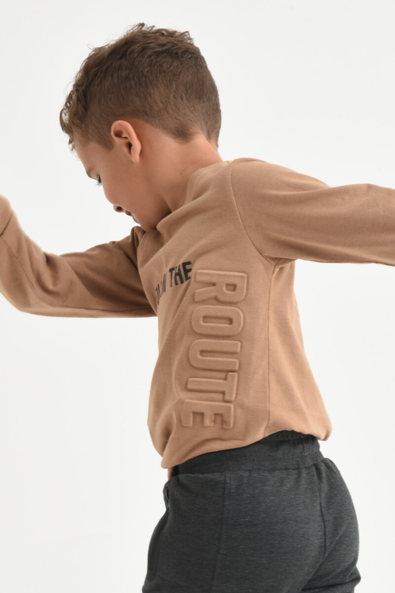 Camiseta manga larga con relieve Camel