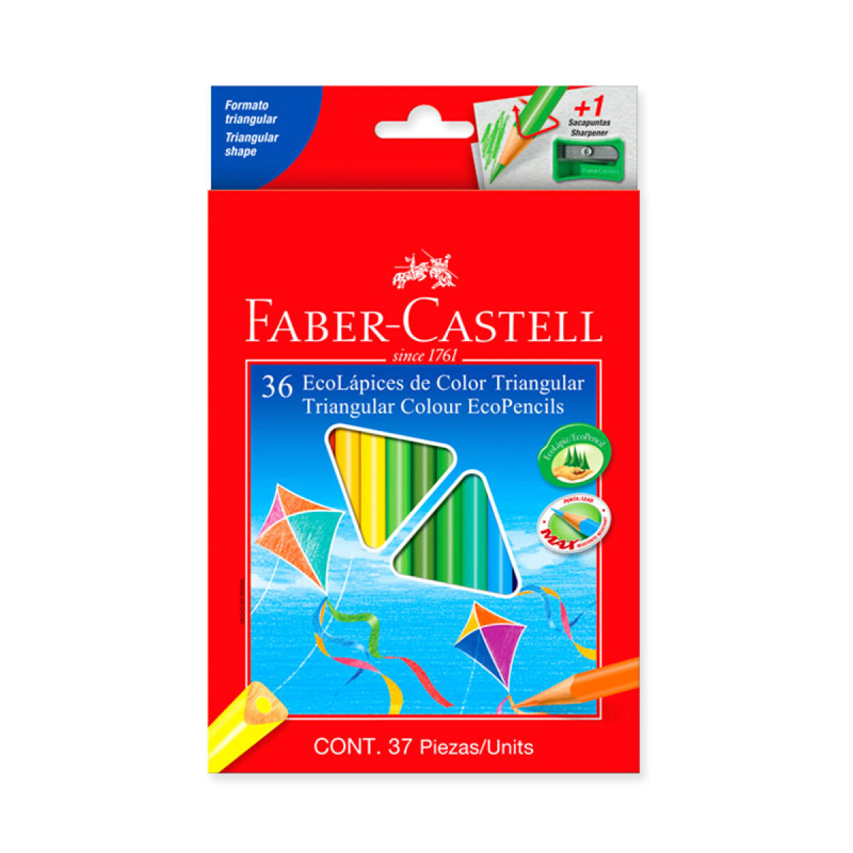 Lápices de Colores FABER CASTELL Largos Triangulares x36 