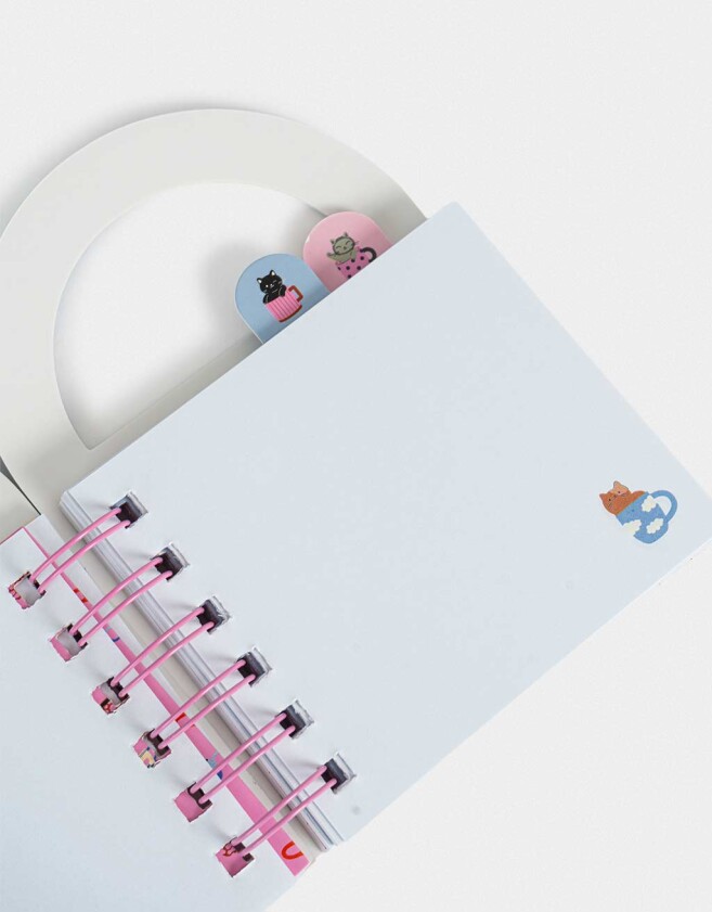 Anotadores Cuadernos y Memos Mini Cuaderno Con Señaladores - Azul Celeste