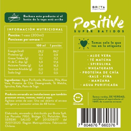 Brota Superbatido Detox 300 ml Positive Brota Superbatido Detox 300 ml Positive