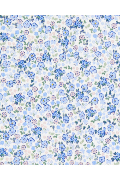 Pijama cuatro piezas de algodón, dos pantalones y dos remeras, diseño floral Sin color