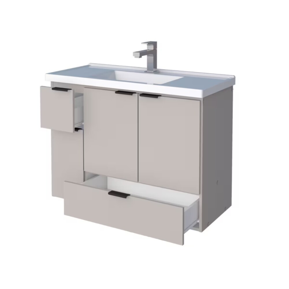 Mueble de baño suspendido Orquidea Beige 80 cm con bacha de resina Mueble De Baño Suspendido Orquidea Beige 80 Cm Con Bacha De Resina