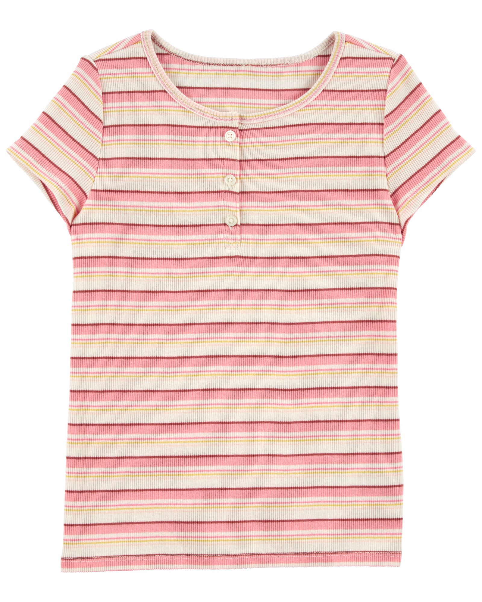 Remera de algodón manga corta con botones. Talles 6-14 Sin color