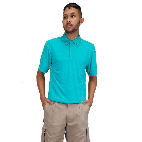 Remera Polo Dry UV30 Unisex Con Textura turquesa