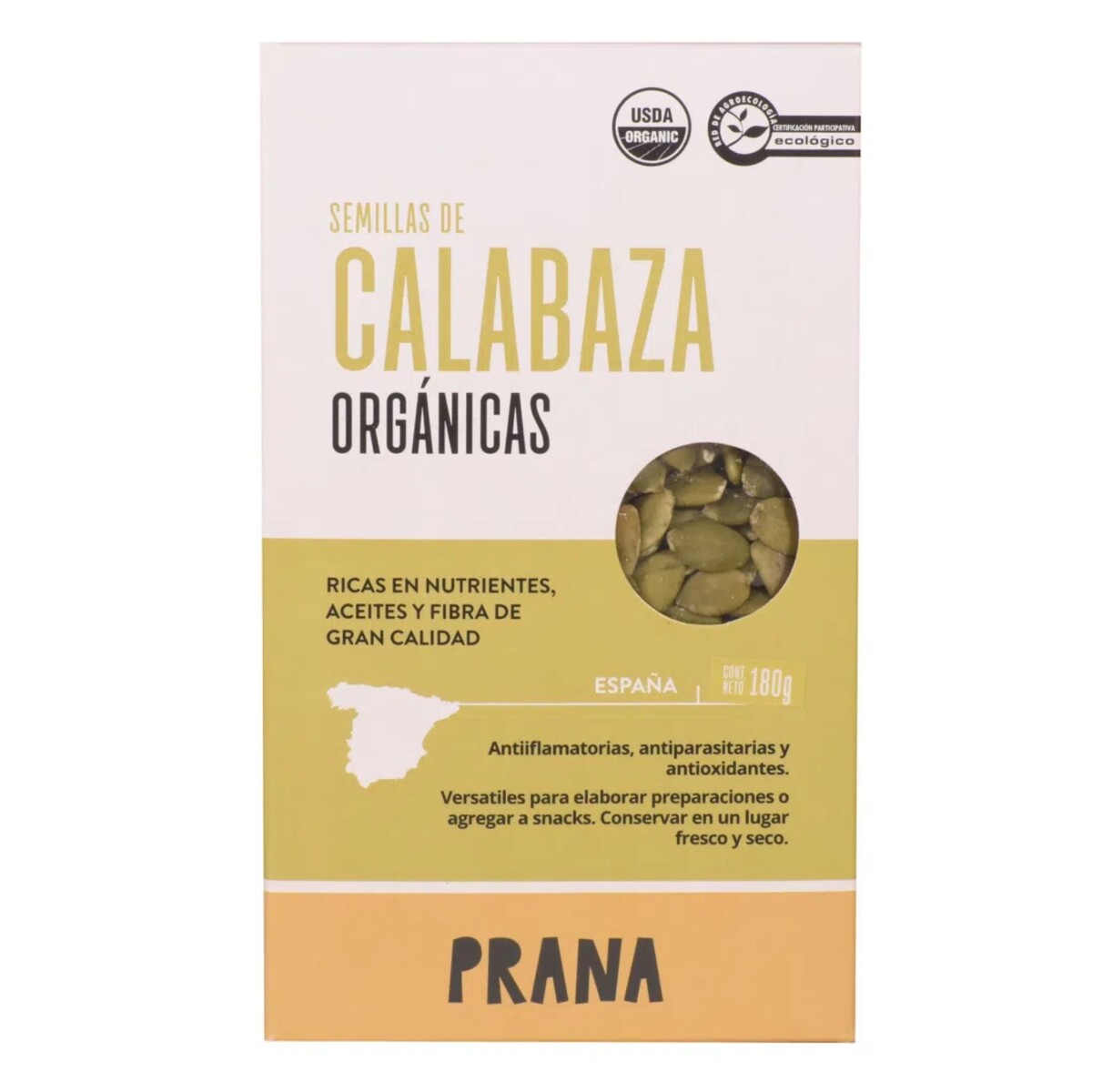 Semillas De Calabaza Prana Orgánica 180g 