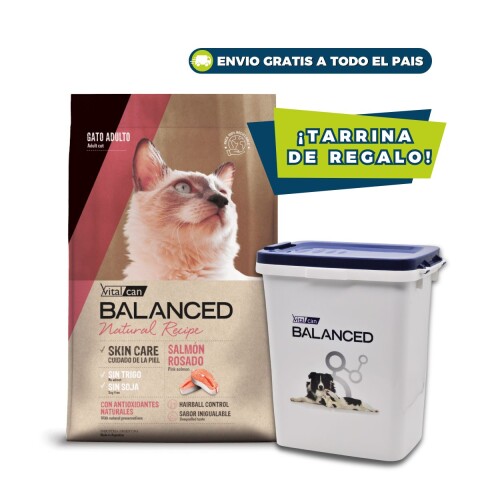 ALIMENTO VITALCAN BALANCED GATOS ADULTOS SALMÓN 7,5 KG + TARRINA DE REGALO