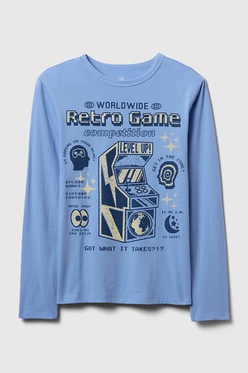 Remera Gràfico Manga Larga Niño Shirting Blue