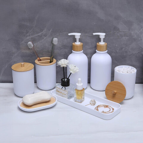 Set De Baño Accesorios Juego De 7 Piezas Dispenser Jabonera IMBACK Color Blanco Set De Baño Accesorios Juego De 7 Piezas Dispenser Jabonera IMBACK Color Blanco