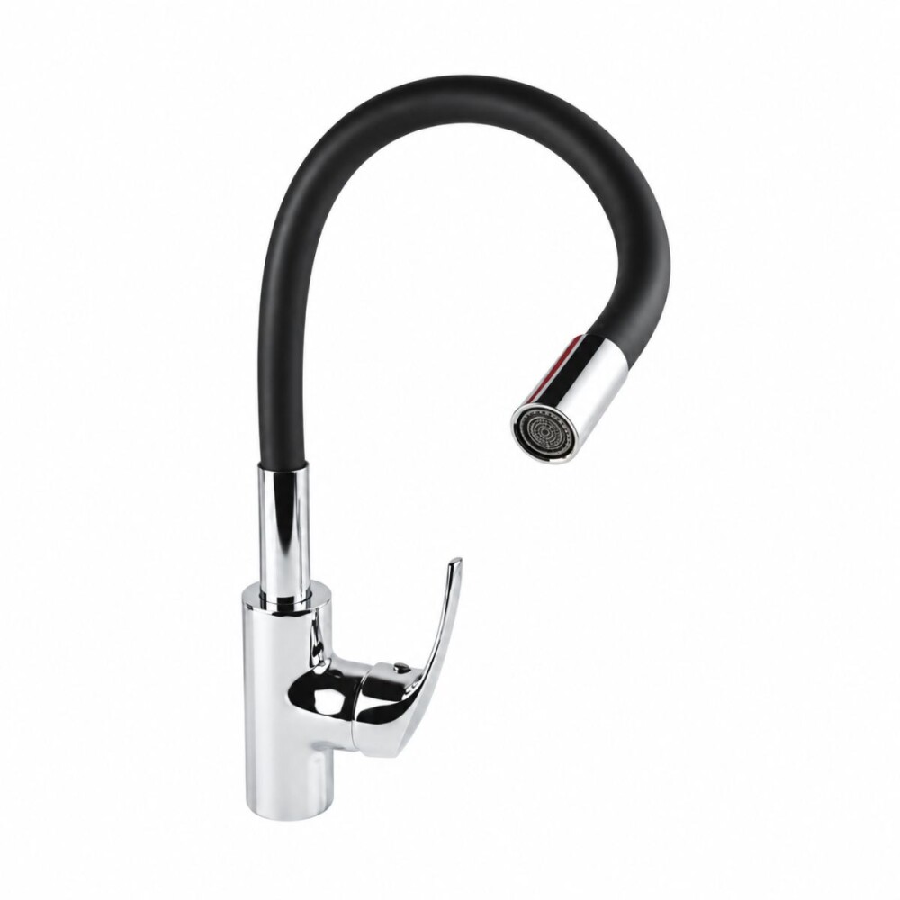 Grifería de Cocina Monocomando de mesada pico Flexible Negro Murdock Cromado Brillante Grifería De Cocina Monocomando De Mesada Pico Flexible Negro Murdock Cromado Brillante