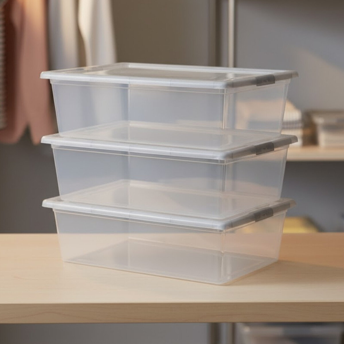 Set x3 Caja organizadora 6 lts Mybox - TRANSPARENTE 