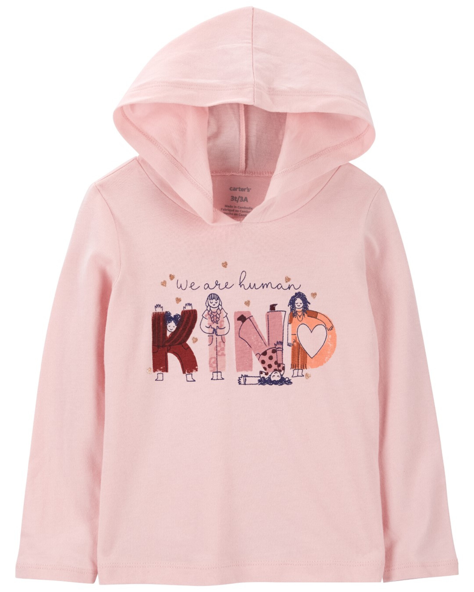 Remera de algodón con capucha estampada Sin color