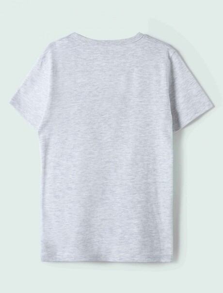 CAMISETA DE NIÑO MANGA CORTA ESTAMPADA GRIS