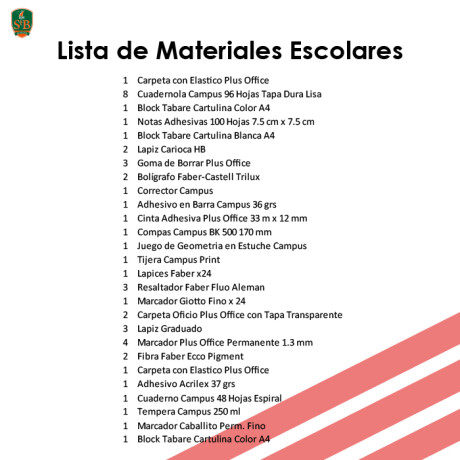 Lista de Materiales Escolares St Brendan's - 6º Escuela Niñas Lista de Materiales Escolares St Brendan's - 6º Escuela Niñas